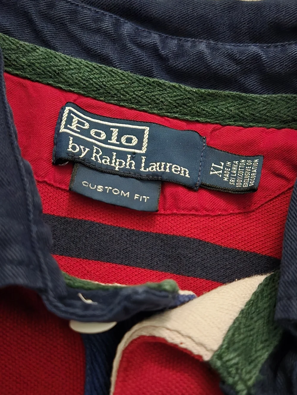 Ralph Lauren Red, Navy & Green Striped Polo